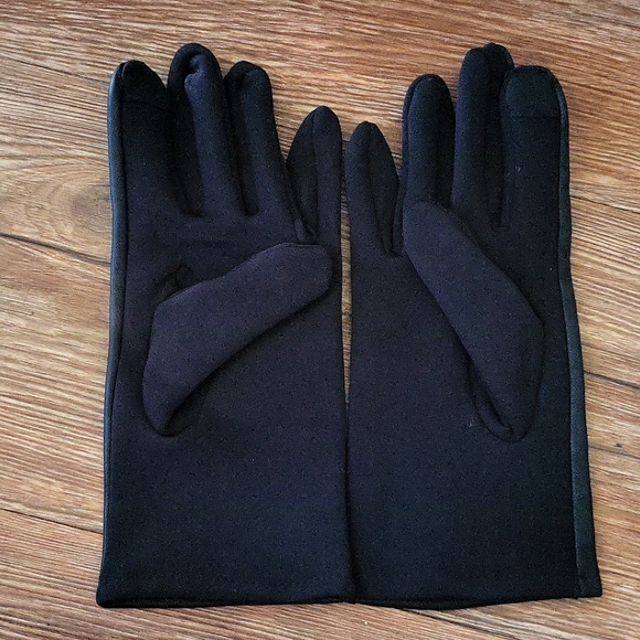 Adrienne Vittadini Black Leather Women's Gloves XL/L - Picture 2 of 3